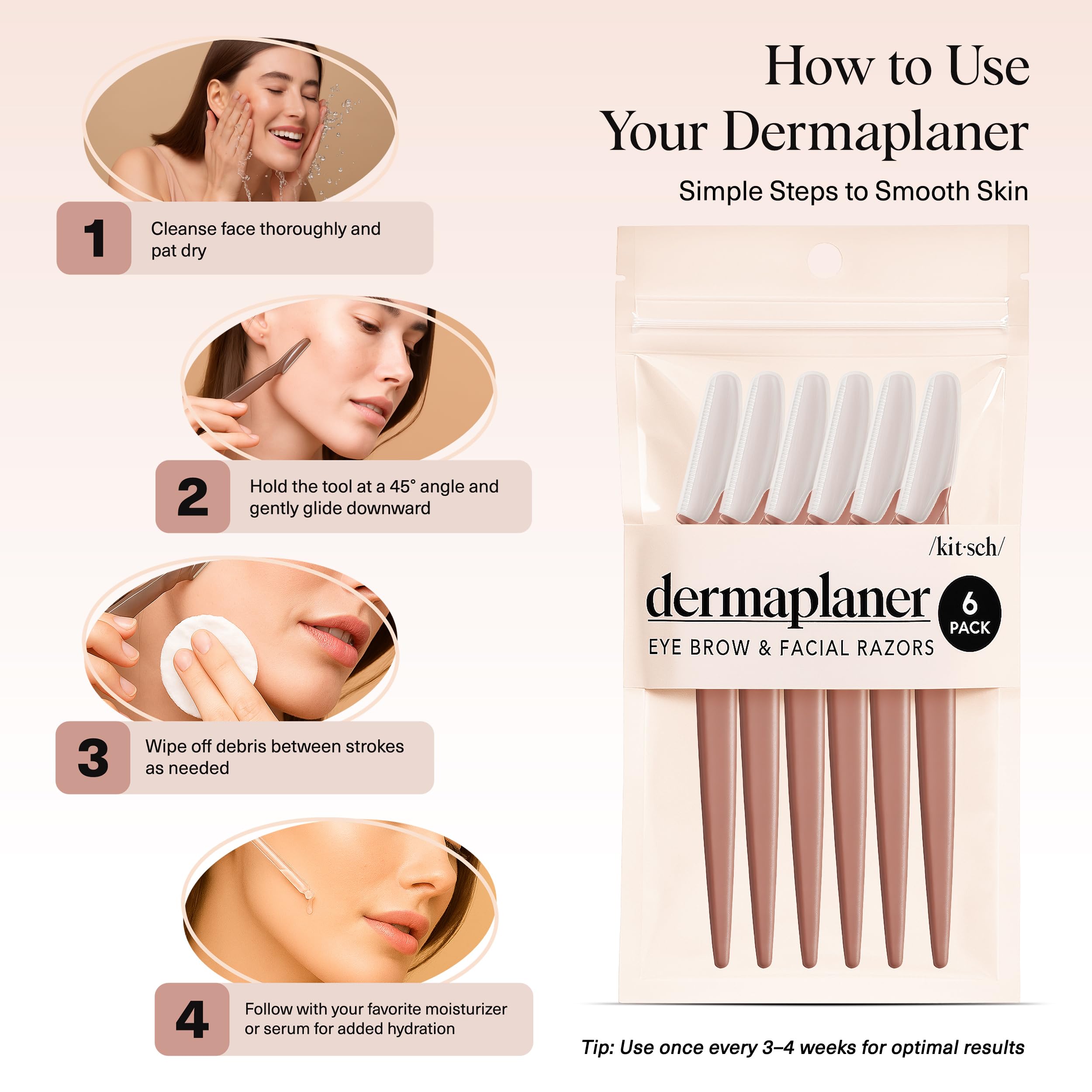 Kitsch Dermaplane Razor for Women Face – Face Razors for Women & Men, Eyebrow Trimmer & Face Shaver – Exfoliating Facial Razor & Skin Care Tool for Smoother Skin - Terracotta, 12 pcs