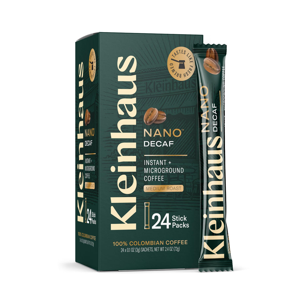 Kleinhaus Organic Medium Roast Nano Single-Serve Instant Coffee + Microground | 100% Colombian Arabica Coffee | Freeze dried | Fresh Brewed Taste | 24 Packets