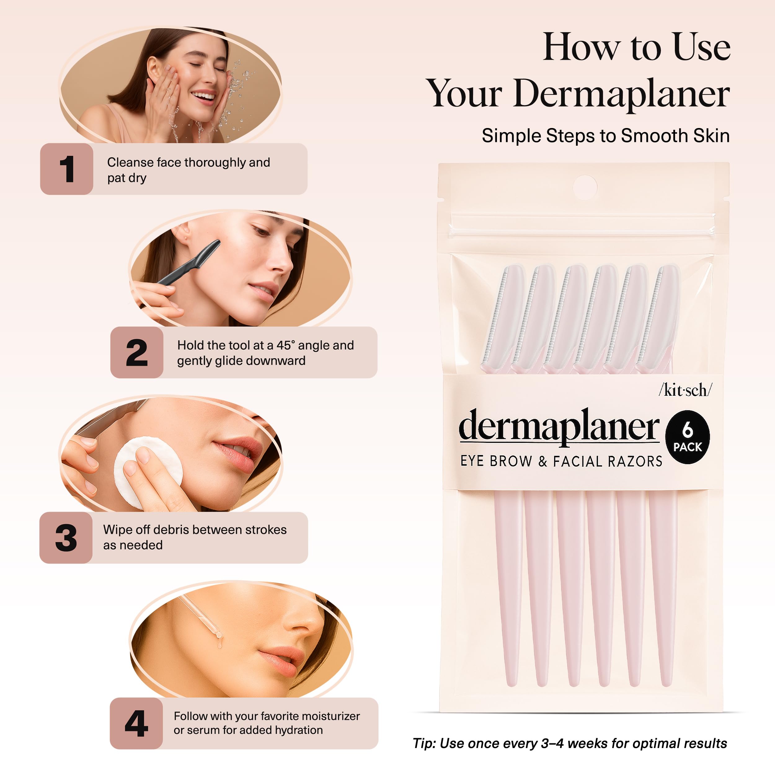 Kitsch Dermaplane Razor for Women Face – Face Razors for Women & Men, Eyebrow Trimmer & Face Shaver – Exfoliating Facial Razor & Skin Care Tool for Smoother Skin - Terracotta, 12 pcs